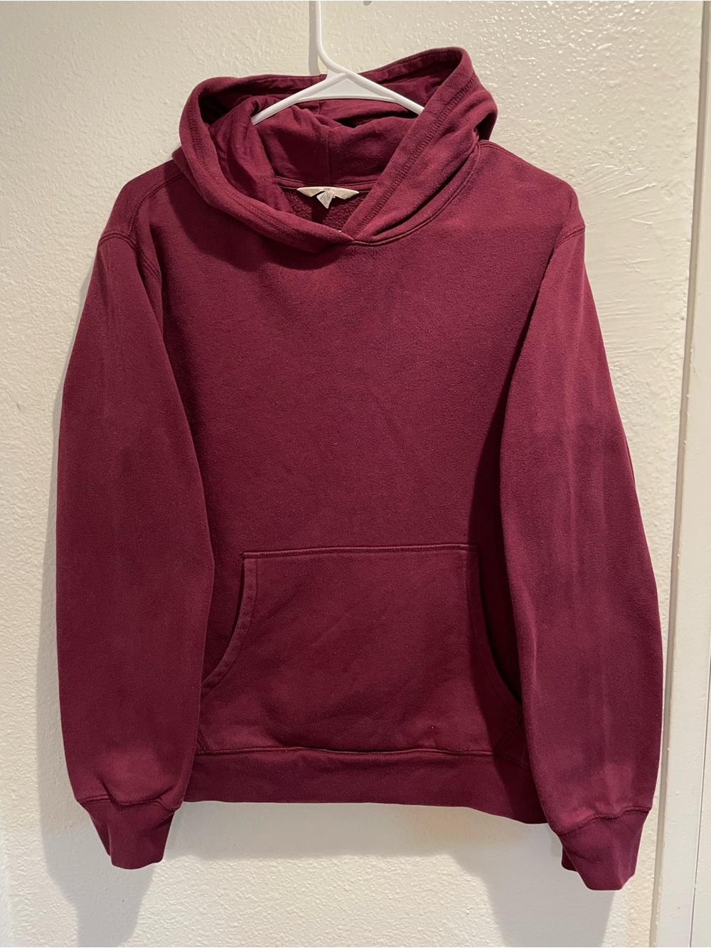 Lands End Kids Hoodie XL 18 20 Plum Maroon Blank Pullover Sweatshirt Boys